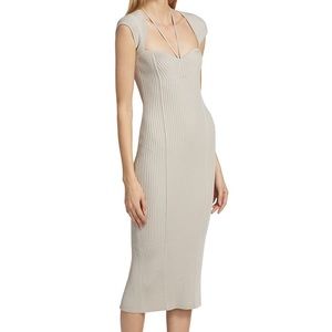 Jonathan Simkhai Florence Midi-Dress Otter Color Size XL $425 NWT